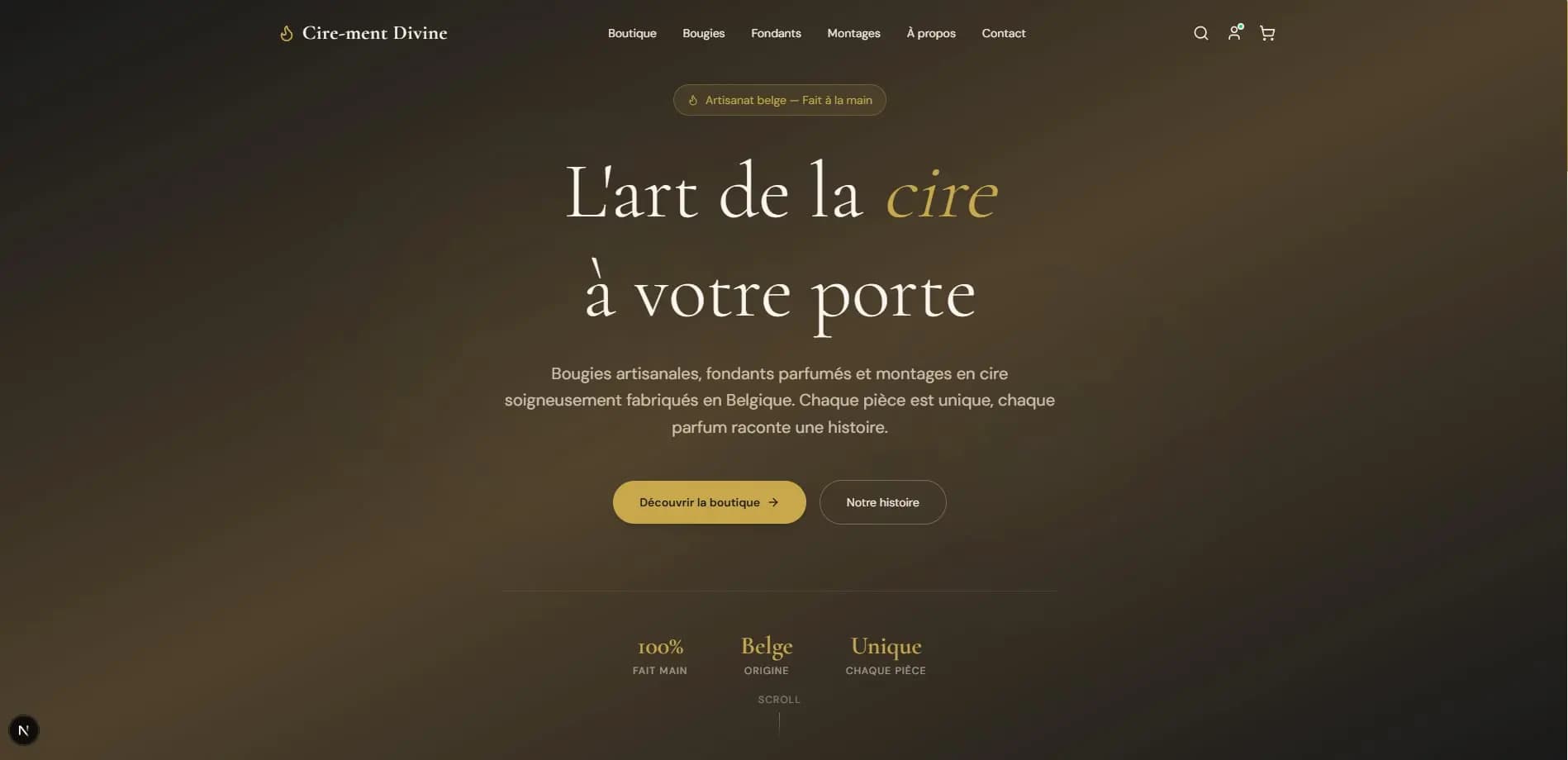 Cire‑ment Divine — boutique en ligne artisanale de bougies avec paiement sécurisé